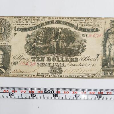 CONFEDERATE $10 BILL - RICHMOND VA