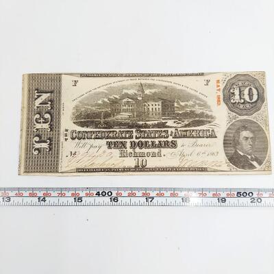CONFEDERATE MONEY - $10 - RICHMOND VA 1863