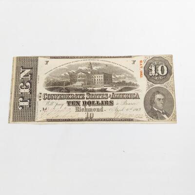 CONFEDERATE MONEY - $10 - RICHMOND VA 1863