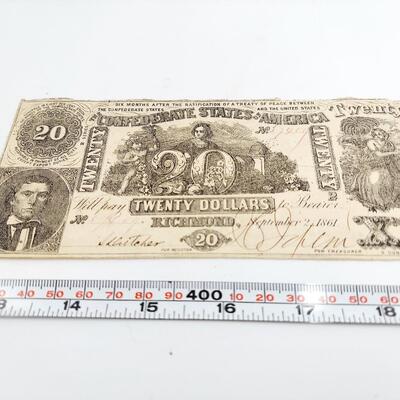 CONFEDERATE MONEY  - $20 - RICHMOND VA 1861