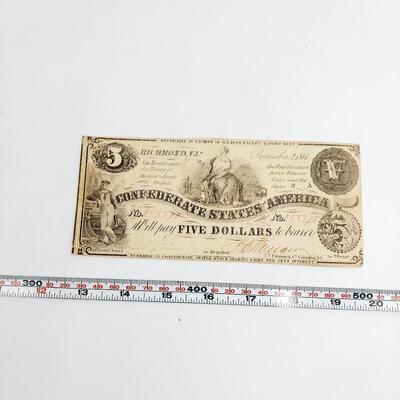 CONFEDERATE MONEY  - $5 - RICHMOND VA - 1861