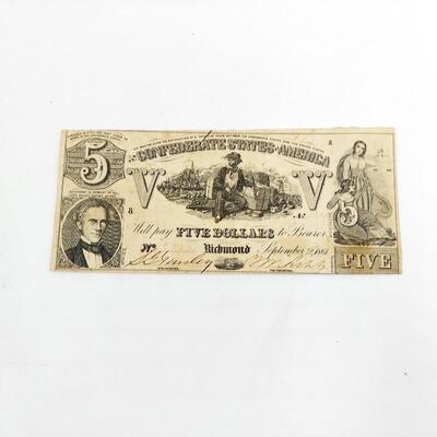 CONFEDERATE MONEY  - $5 - RICHMOND VA  1861