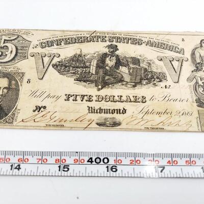 CONFEDERATE MONEY  - $5 - RICHMOND VA  1861
