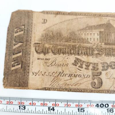 CONFEDERATE MONEY  - $5 - RICHMOND VA -