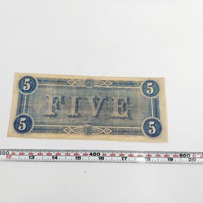 CONFEDERATE MONEY  - $5 - RICHMOND VA - 1861