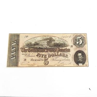 CONFEDERATE MONEY  - $5 - RICHMOND VA - 1861