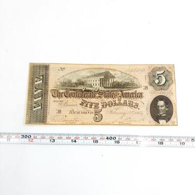 CONFEDERATE MONEY  - $5 - RICHMOND VA - 1861