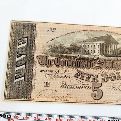 CONFEDERATE MONEY  - $5 - RICHMOND VA - 1861