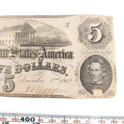 CONFEDERATE MONEY  - $5 - RICHMOND VA  - 1862