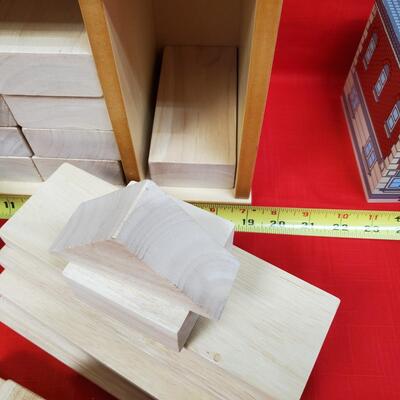 Plan Toy Wooden Blocks, Shelf, and Buildings