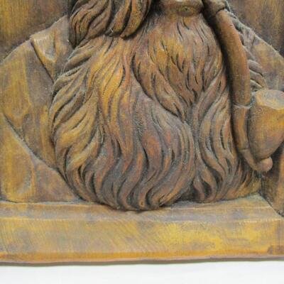 Hand Carved German Sculpture Picture Old Man w/ Hat & Pipe