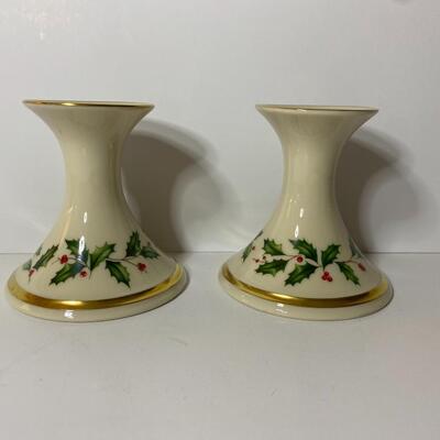 Lot 47: Lenox Holiday Collection Serving Pieces and Candlesticks