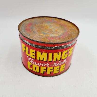VINTAGE METAL FLEMINGS COFFE CAN