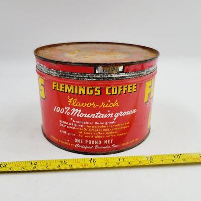 VINTAGE METAL FLEMINGS COFFE CAN