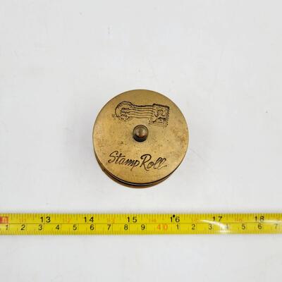 VINTAGE METAL ROLL OF STAMPS HOLDER