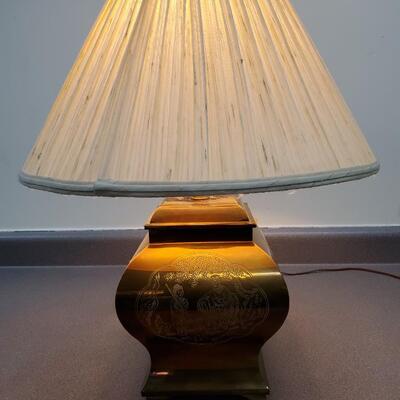 Vintage Brass Etched 4 sided table lamp