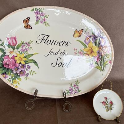 Lot 20. Large Floral Platter and Pin Dish
