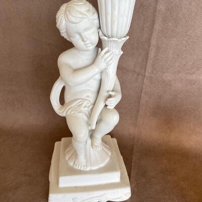 Lot 21 Amber Glass Jar and Porcelain Figurine