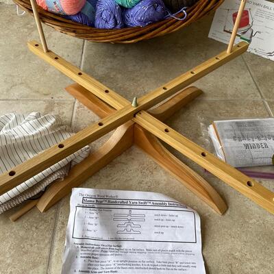 Lot 25. Basket of Yarn and Pair of Winders
