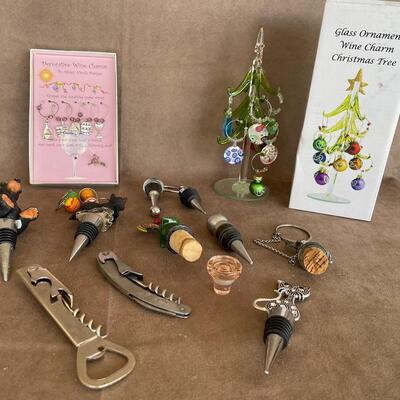 Lot 33. Assortment of Wine Charms and Bottle Stoppers