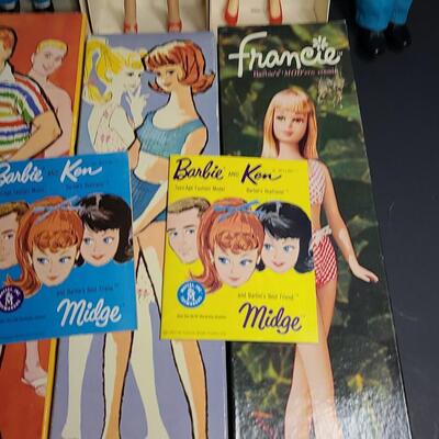 Lot 173: Vintage (1960's) Barbies: Ken, Allen, Midge, Francie and Mini Clothing Catalogs