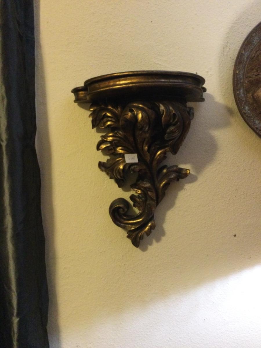 Large wall sconce shelf gold leaves