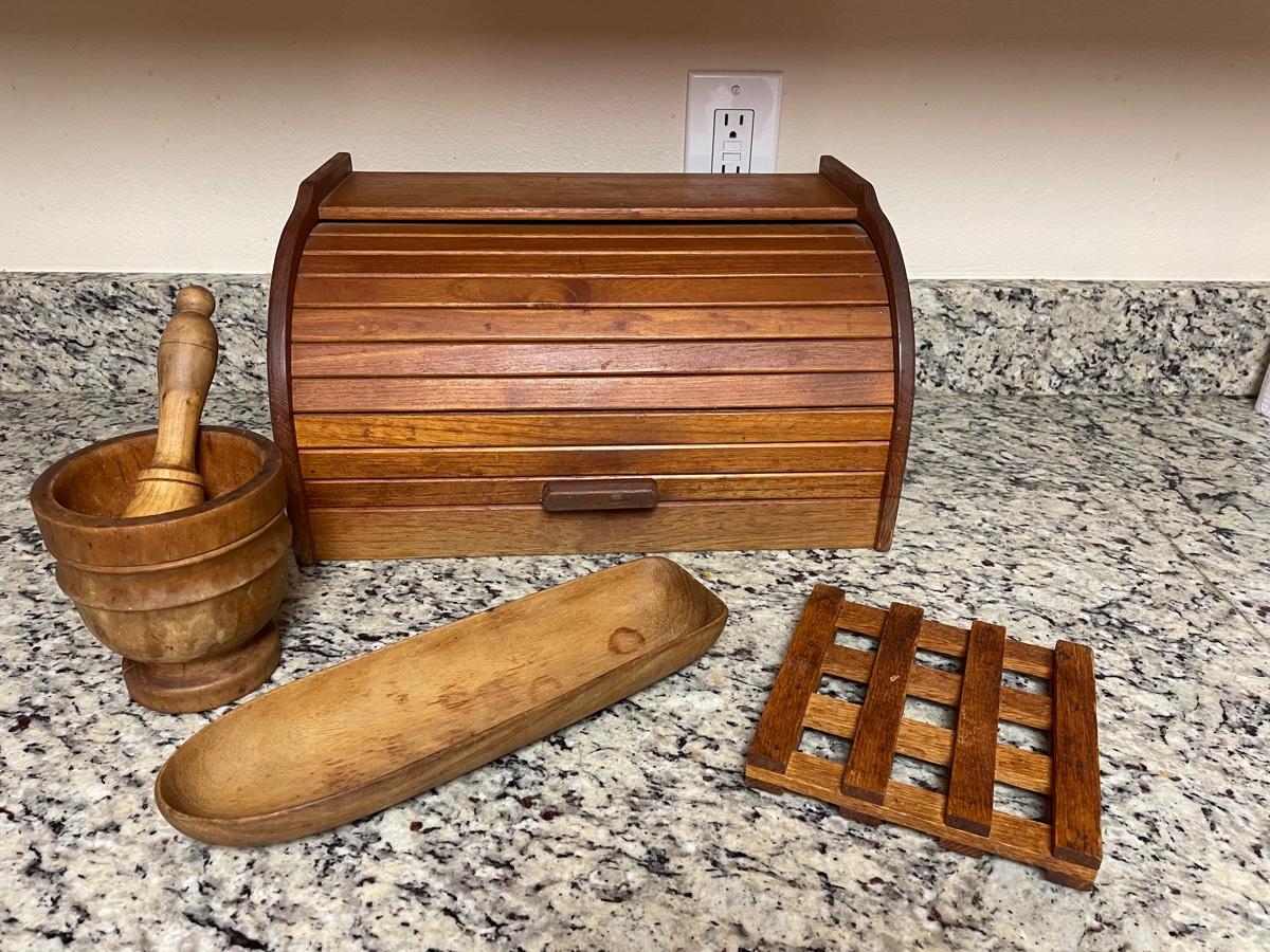 Lot 46. Vintage Wooden Kitchen Items