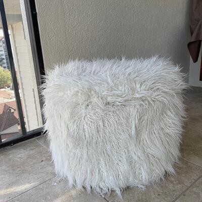 Lot 63. Fur Stool with Shoe Storage