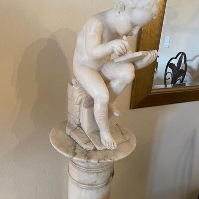 Lot 71. Antique Marble Figurine on a Pillar