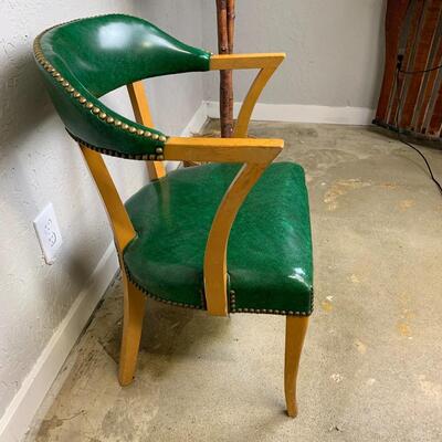 #5 Vintage Green Vinyl & Nailhead Chair