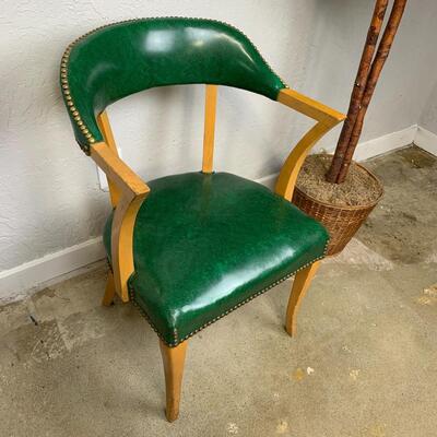 #5 Vintage Green Vinyl & Nailhead Chair