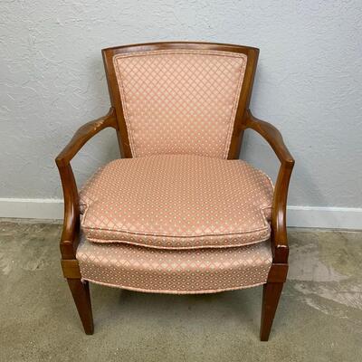 #7 Vintage Pink Polka Dot & Wood Cushioned Chair 2of2