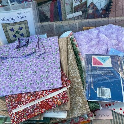 Lot 5  Quilting Fabric, 6 Quilting Books, & Rulers.