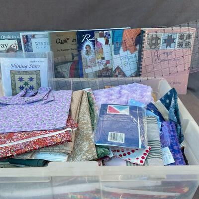 Lot 5  Quilting Fabric, 6 Quilting Books, & Rulers.