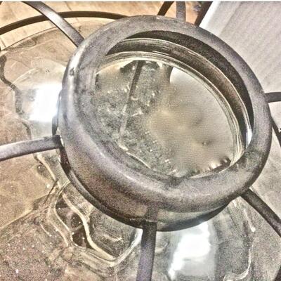 2 Vintage Matching Caged Glass Metal Lamp Shades