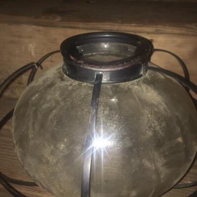 2 Vintage Matching Caged Glass Metal Lamp Shades
