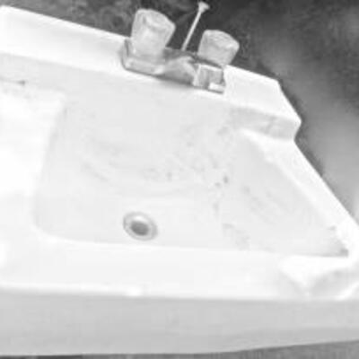Mid Century Sink Porcelain White with Original Faucets and Spout