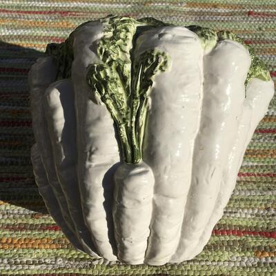 Vintage Large Planter Porcelain White Carrot Garden Decor Made in Italy