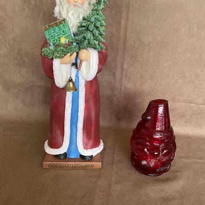 Lot 101. Santa Figurine and vintage glass votive