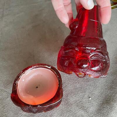 Lot 101. Santa Figurine and vintage glass votive