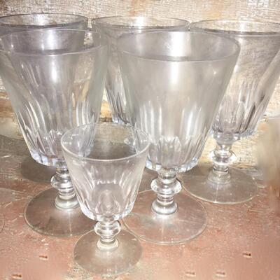 Vintage Drinking Stem Glasses Clear  Wine Water