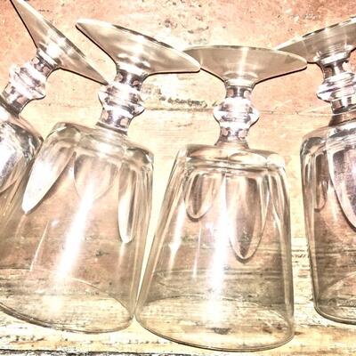 Vintage Drinking Stem Glasses Clear  Wine Water
