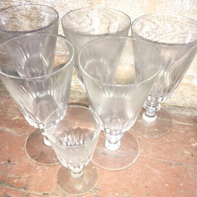 Vintage Drinking Stem Glasses Clear  Wine Water