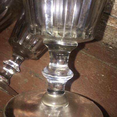 Vintage Drinking Stem Glasses Clear  Wine Water