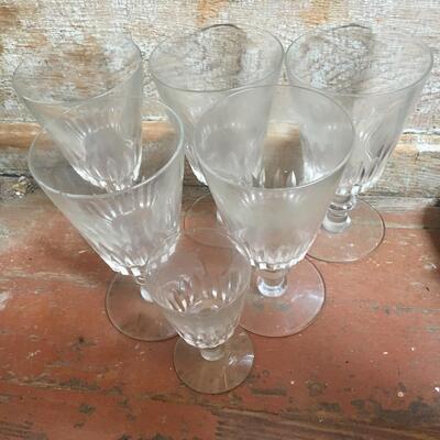 Vintage Drinking Stem Glasses Clear  Wine Water