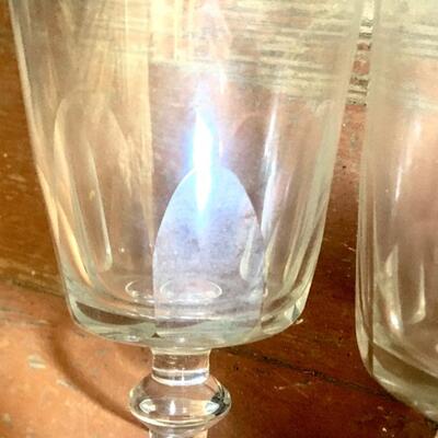 Vintage Drinking Stem Glasses Clear  Wine Water