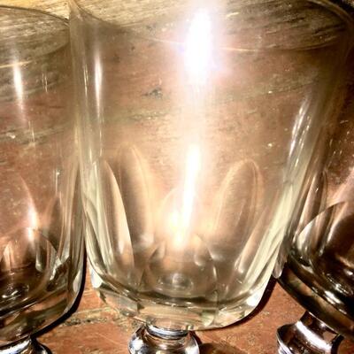 Vintage Drinking Stem Glasses Clear  Wine Water