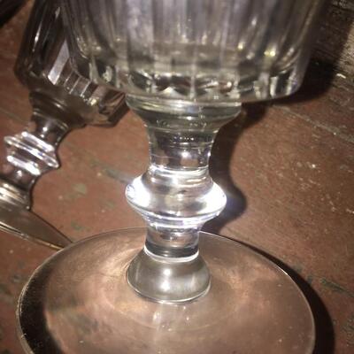 Vintage Drinking Stem Glasses Clear  Wine Water