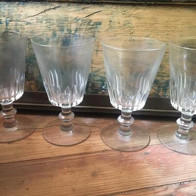 Vintage Drinking Stem Glasses Clear  Wine Water
