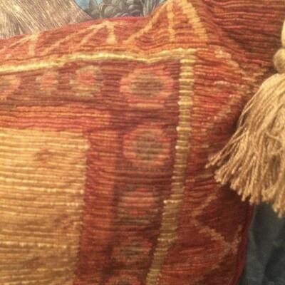 2 Coordinated Designer Chenille Throw Pillows Warm Earth Tones